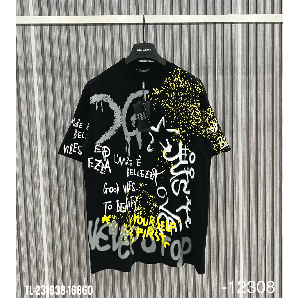 Áo Phông Nam Nữ D.G Họa Tiết Full Front Cao Cấp, Áo Thun Nam Nữ Vẩy Sơn In Chữ Siêu Đẹp