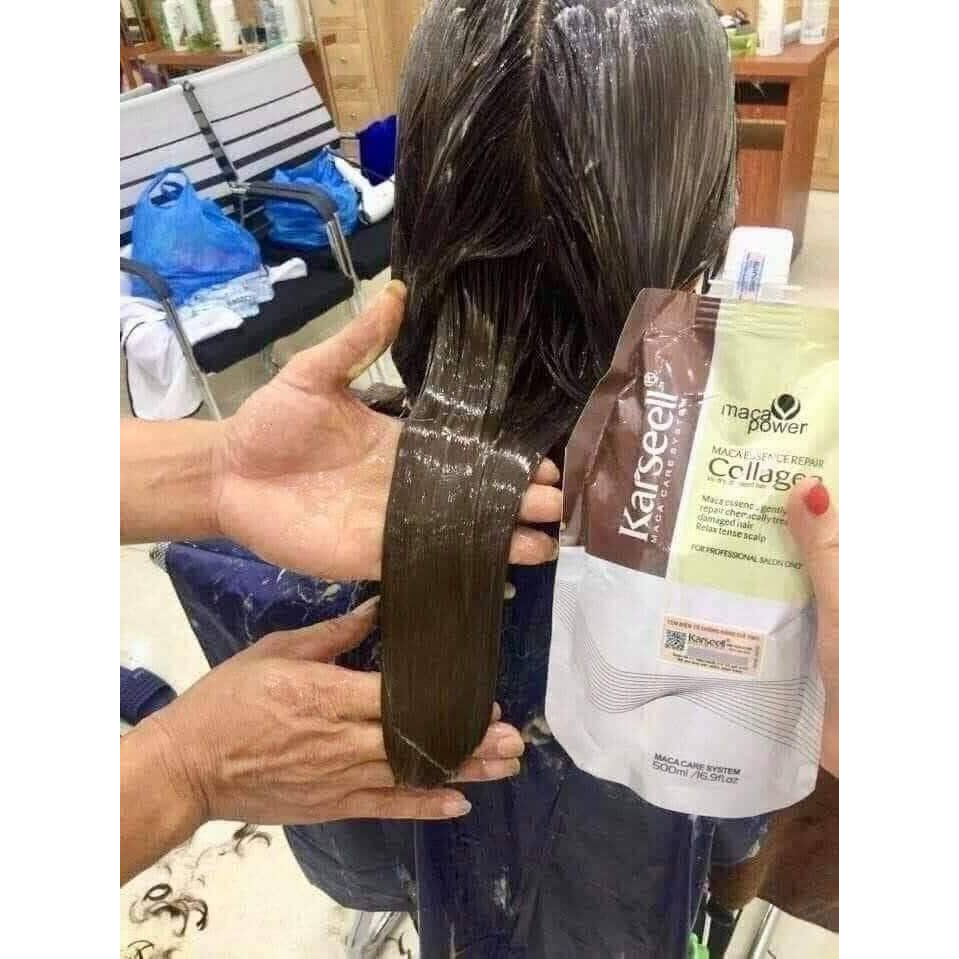 Dầu hấp tóc collagen karseell maca của Ý 500ml -Phục hồi tóc hư tổn và tạo độ bóng mượt cho tóc bị khô xơ