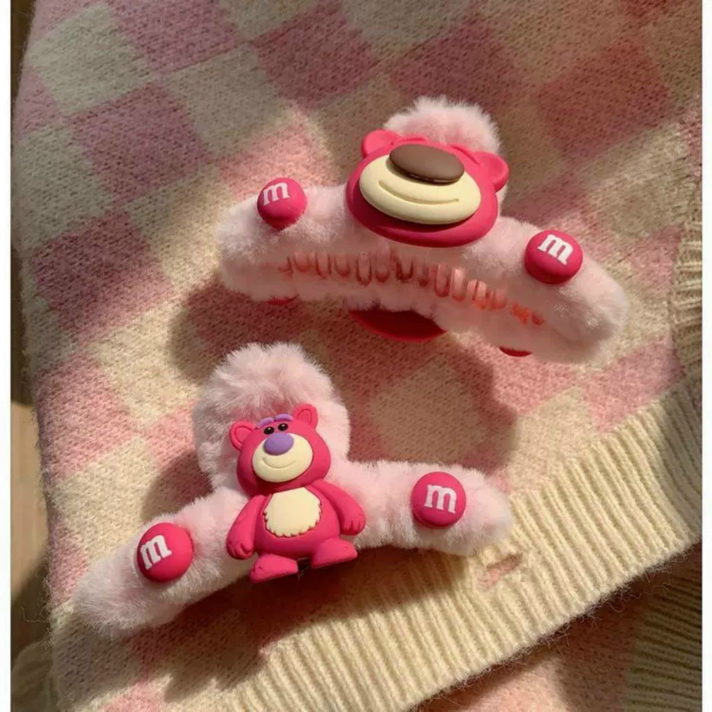 Kẹp Tóc Hình Gấu / Dâu Tây Bằng Lông Nhung Thời Trang Thu