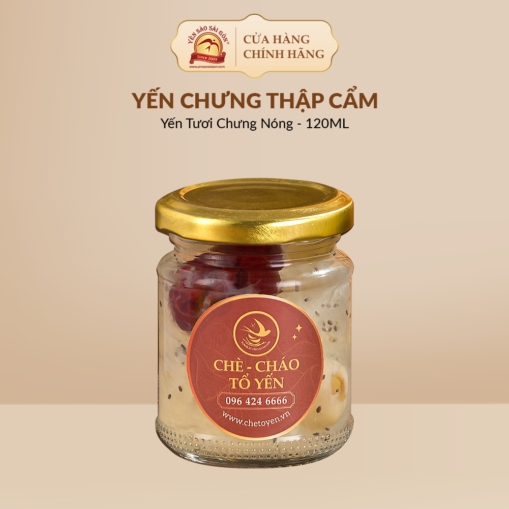 Yến Chưng Thập Cẩm Tươi Nguyên Chất Bổ Dưỡng, Yến Sào Sài Gòn Chưng Sẵn Hũ 120ml Thập Cẩm