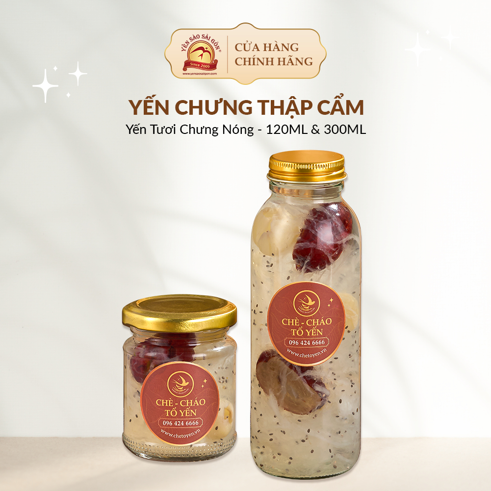Yến Chưng Thập Cẩm Tươi Nguyên Chất Bổ Dưỡng, Yến Sào Sài Gòn Chưng Sẵn Hũ 120ml Thập Cẩm