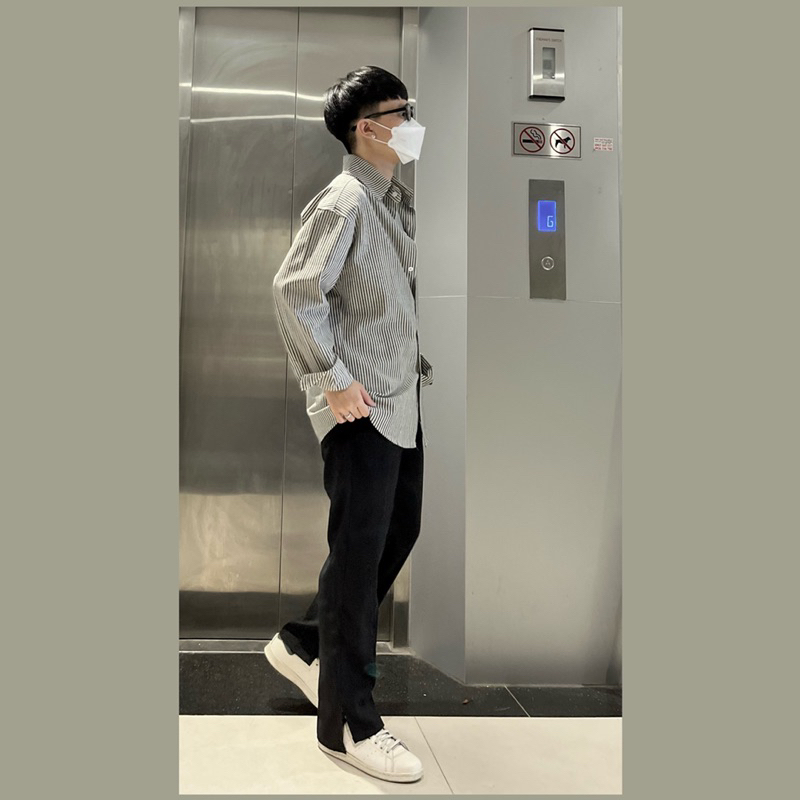 Quần tây đen xẻ tà, ống suông_CUTS PANTS’s KN