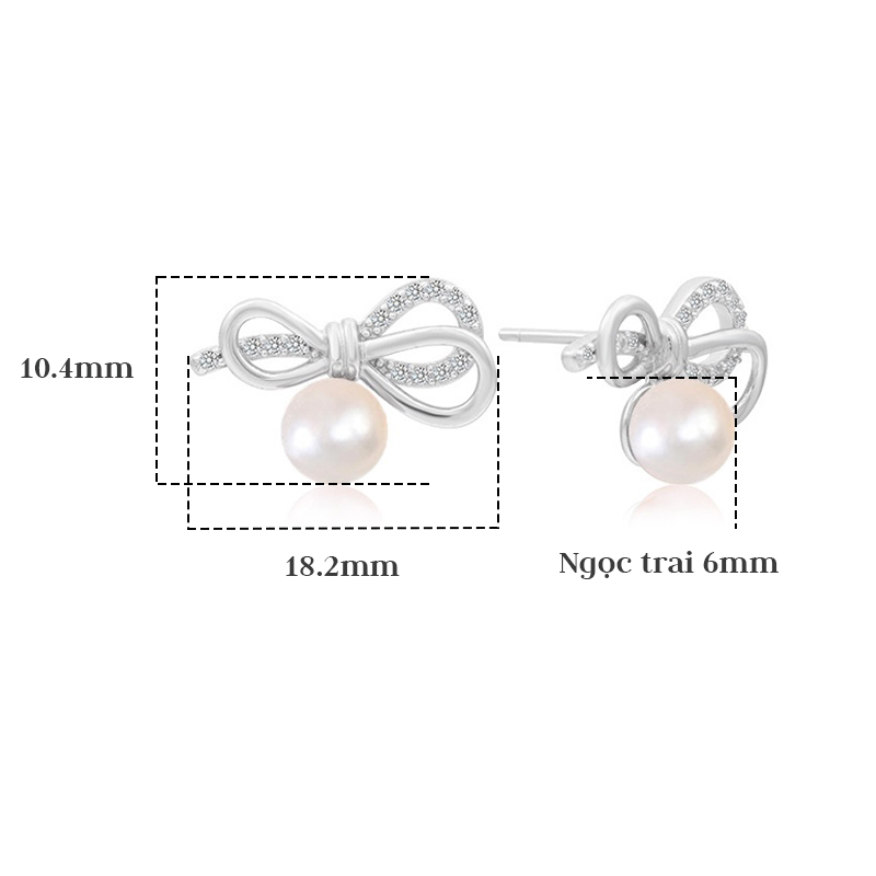 Bông tai bạc nữ 925 đính ngọc trai thật tự nhiên hạt 6 mm cao cấp sang trọng - B2760 - Bảo Ngọc Jewelry