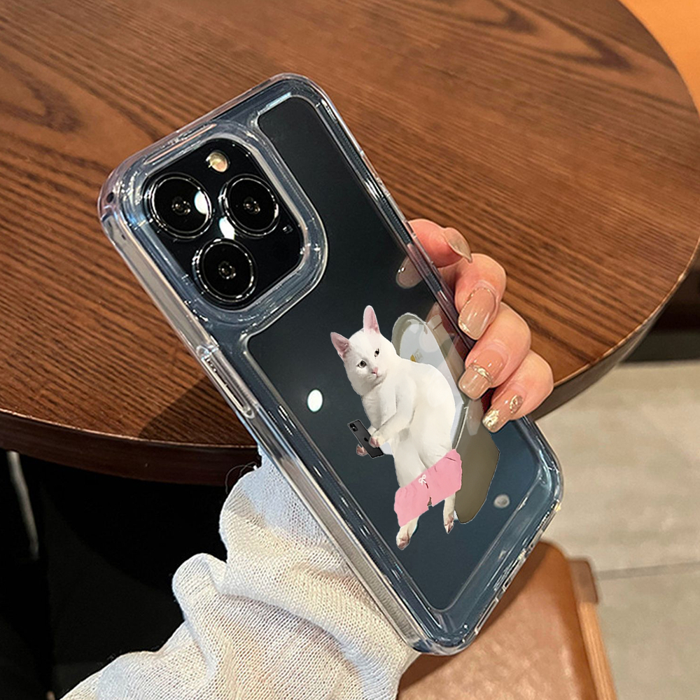 Ốp lưng iphone mèo trắng bồn cầu silicon bảo vệ cam 7 8 Plus 6 6s Plus 11 13 12 14 Pro MAX XR X XS MAX mini SE 2020 u009