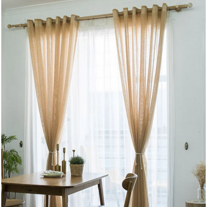 Set rèm cửa voan xô trắng và vàng nâu ( nhiều kich thước)