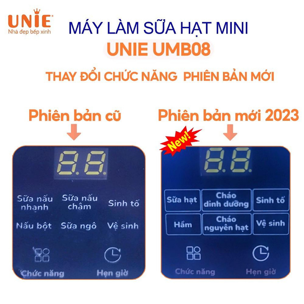 Máy làm sữa hạt UNIE UMB08 Pro- Tặng túi hạt đậu nành, bảo hành chính hãng