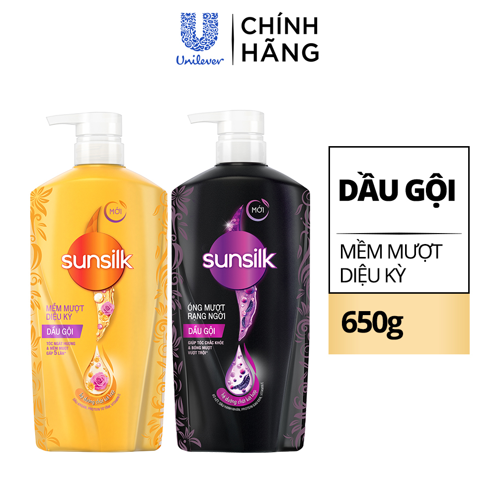 Dầu gội Sunsilk 650g làm sạch và mềm mượt tóc gấp 5 lần, cho mái tóc ngát hương suốt 48h