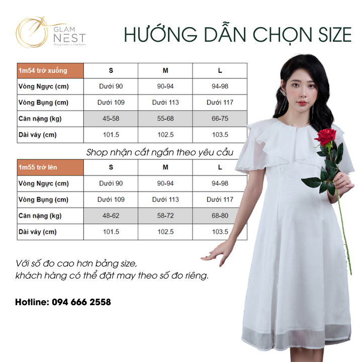 Đầm bầu công sở xinh mặc mùa hè dáng dài bigsize vải tơ mềm mịn Glam Nest VN029