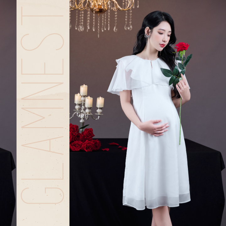 Đầm bầu công sở xinh mặc mùa hè dáng dài bigsize vải tơ mềm mịn Glam Nest VN029