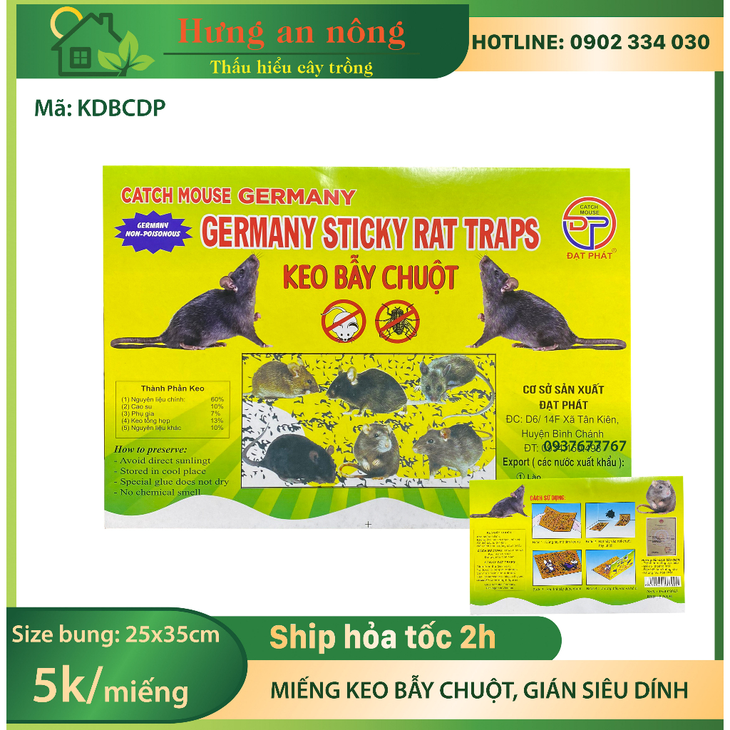 2 miếng keo bẫy chuột, gián côn trùng siêu dính, nhanh tiện an toàn Catch Mouse Germany