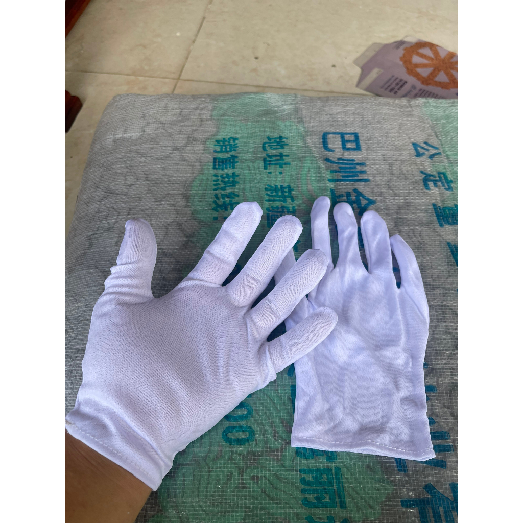 - Găng tay thun Cotton màu trắng dùng cho duyệt binh, bán hàng, khai trương, khởi công, độn thổ