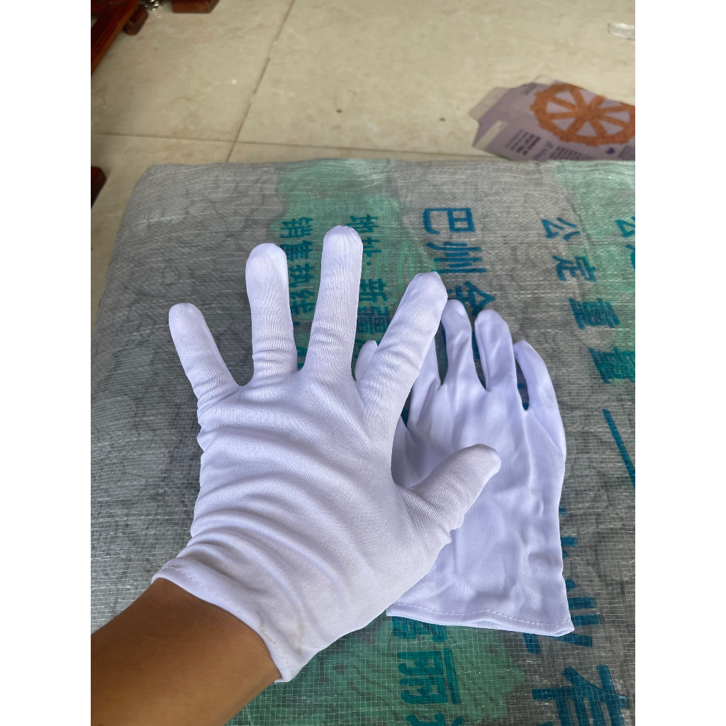 - Găng tay thun Cotton màu trắng dùng cho duyệt binh, bán hàng, khai trương, khởi công, độn thổ