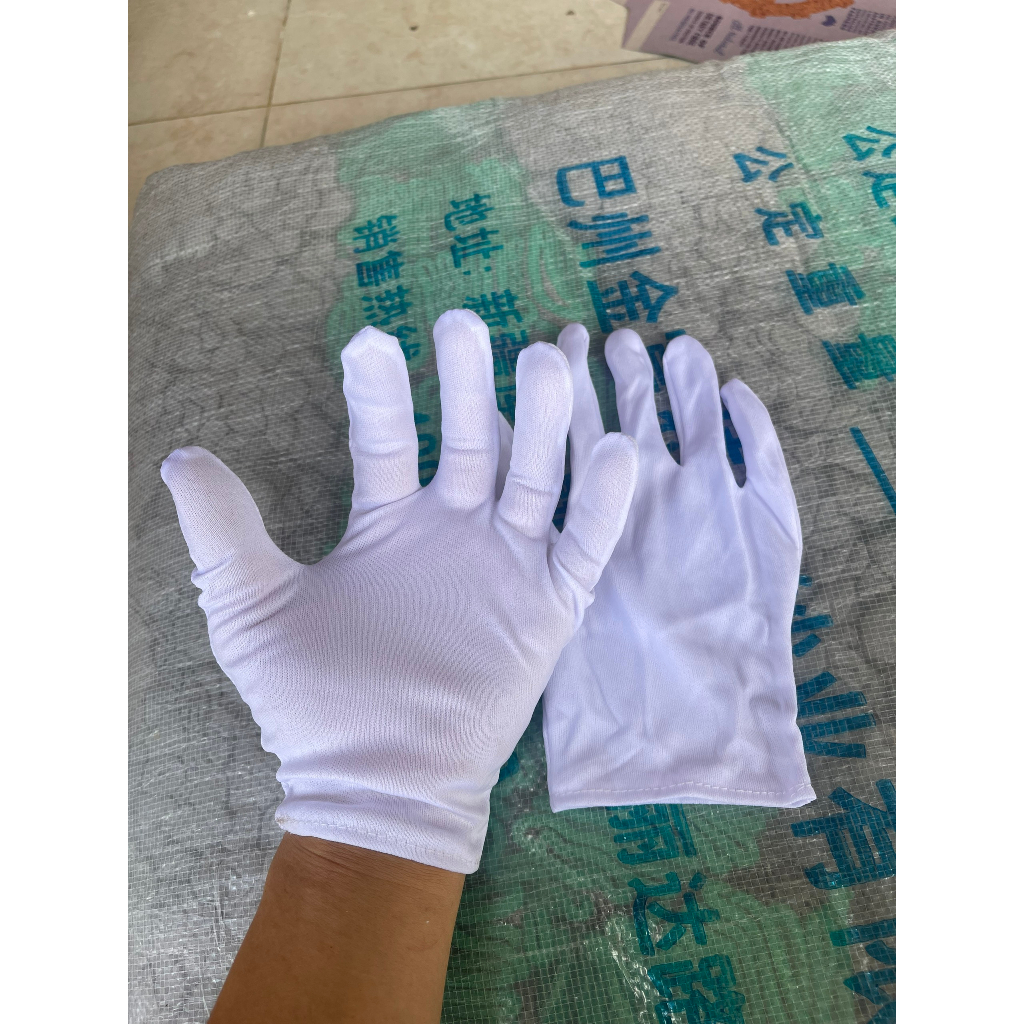 ( Hỏa  Tốc - SÀI GÒN  ) - Găng tay thun Cotton màu trắng dùng cho duyệt binh, bán hàng, khai trương, khởi công, độn thổ