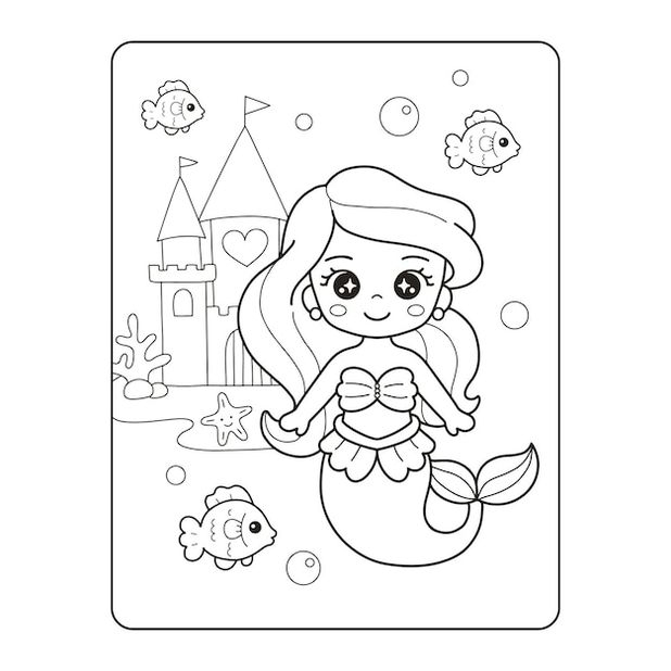 Set 10 Tờ Tranh Tô Màu Nàng Tiên Cá Cho Bé Size A5 Màu Sáp, Màu Chì - Kho Nhà Mình