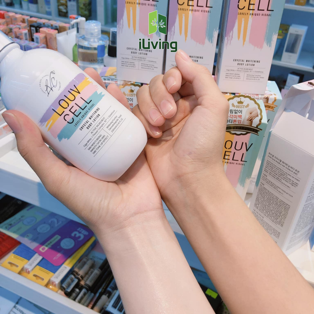 Bộ kem dưỡng ẩm trắng da body Louv Cell Crystal Whitening Body Lotion  ILIVING-LOUDTBTC