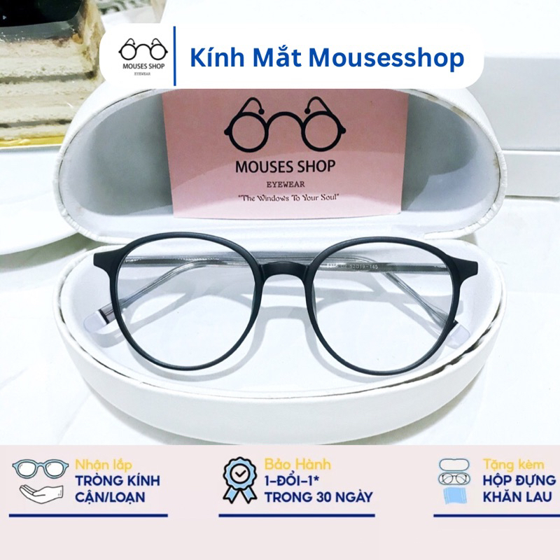 Gọng kính cận nam nữ Mousesshop chất liệu nhựa mắt tròn thời trang mã 8316