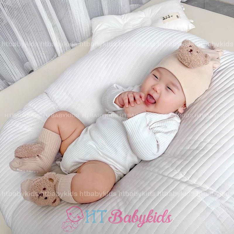 Bộ Nón Tất Củ Tỏi Gấu Xù Đáng Yêu Cho Bé Trai Bé Gái