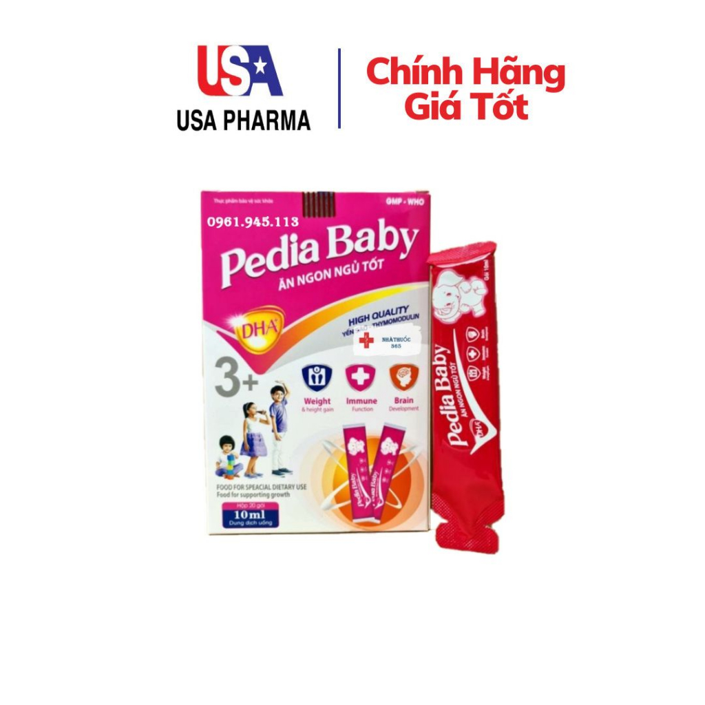 PEDIA BABY Giúp ăn ngon ngủ tốt bổ sung lysine ,vitamin và khoáng chất cho cơ thể - Hộp 20 gói x 10ml