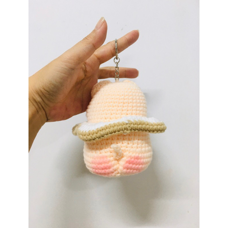 Móc khoá heo bánh mì sandwich bằng len