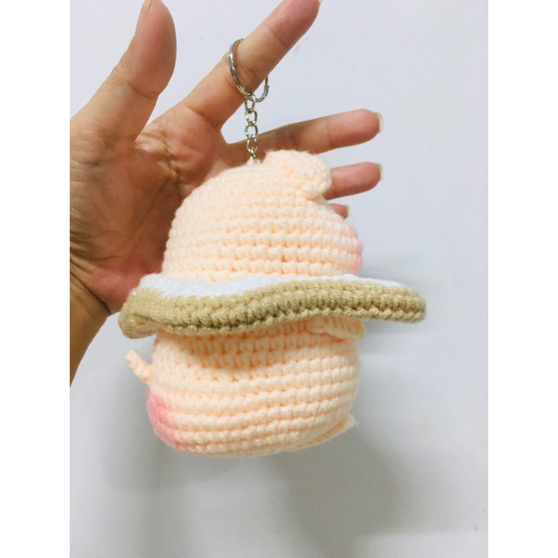 Móc khoá heo bánh mì sandwich bằng len