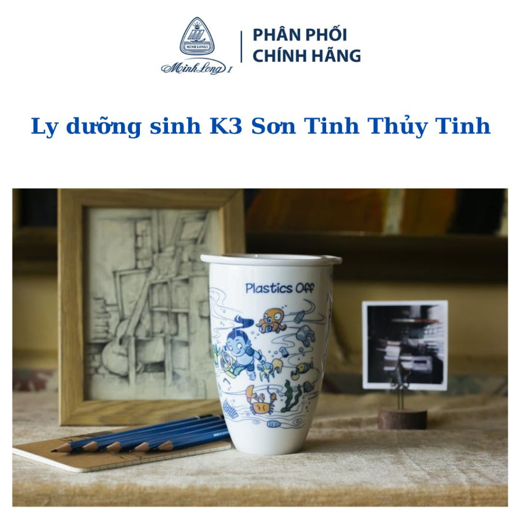 Ly sứ dưỡng sinh Minh Long 480ml - Kiểu 3 - Sơn Tinh Thủy Tinh
