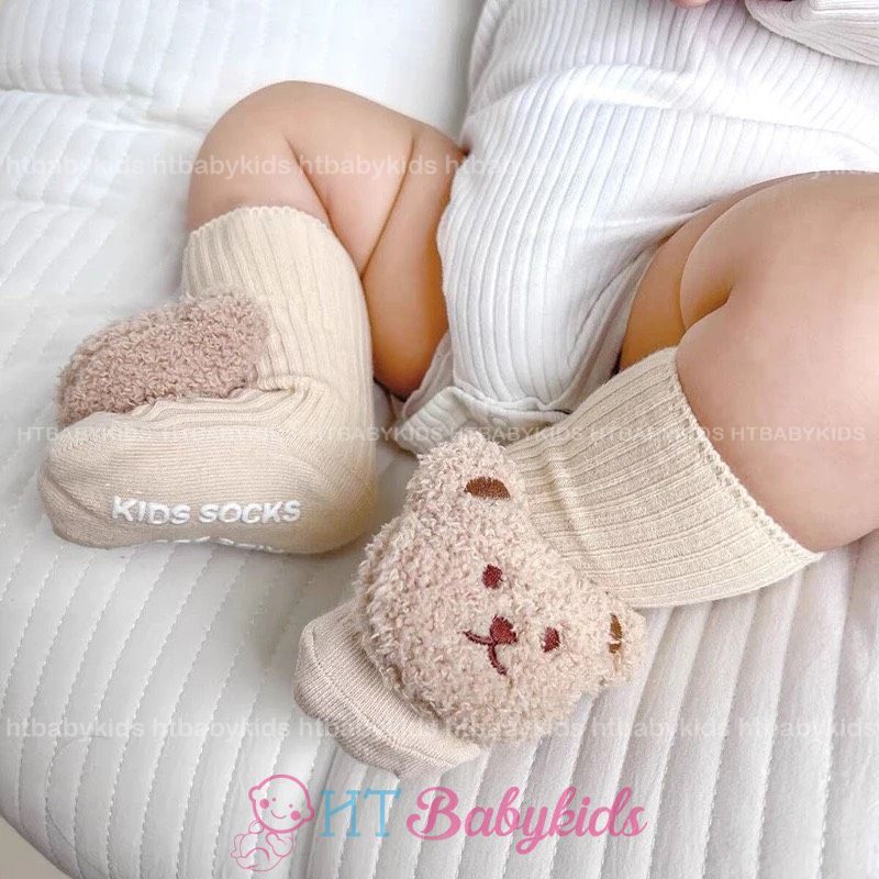 Tất vớ gấu bear bông xù style hàn quốc cho bé trai bé gái trẻ sơ sinh - Hàng loại 1