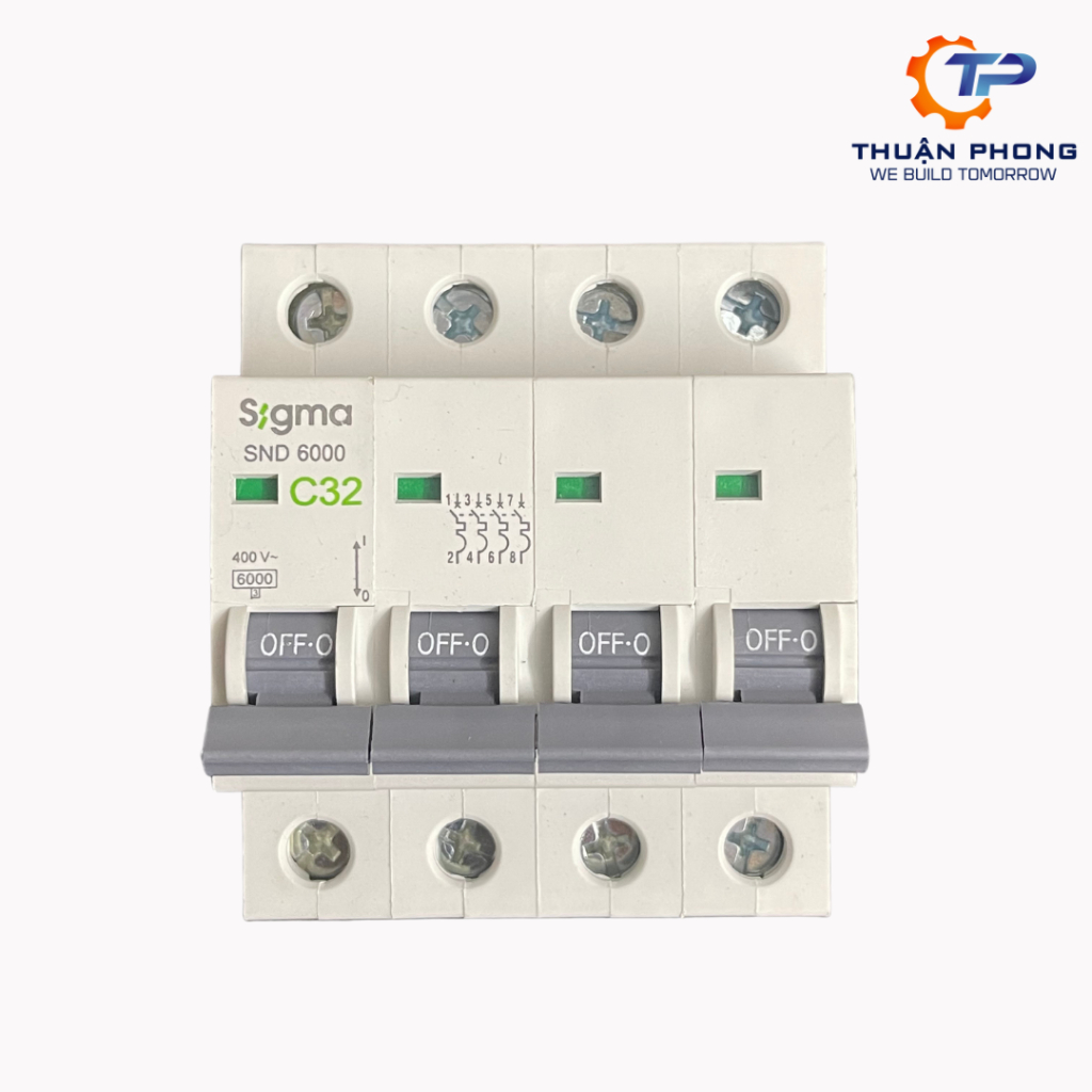 Cầu dao Sigma MCB loại SND6000, 4P, dòng cắt 6kA