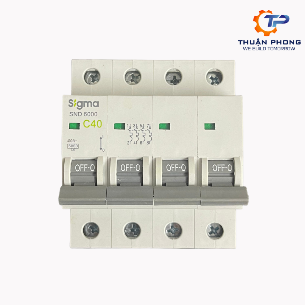 Cầu dao Sigma MCB loại SND6000, 4P, dòng cắt 6kA