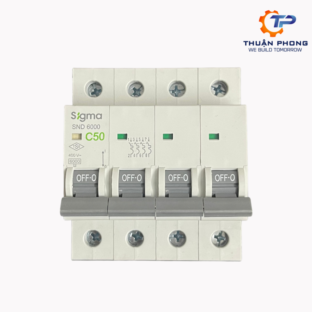 Cầu dao Sigma MCB loại SND6000, 4P, dòng cắt 6kA