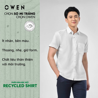 OWEN - Áo sơ mi trắng ngắn tay Owen Recycle (vạt ngang/ vạt đuôi tôm)