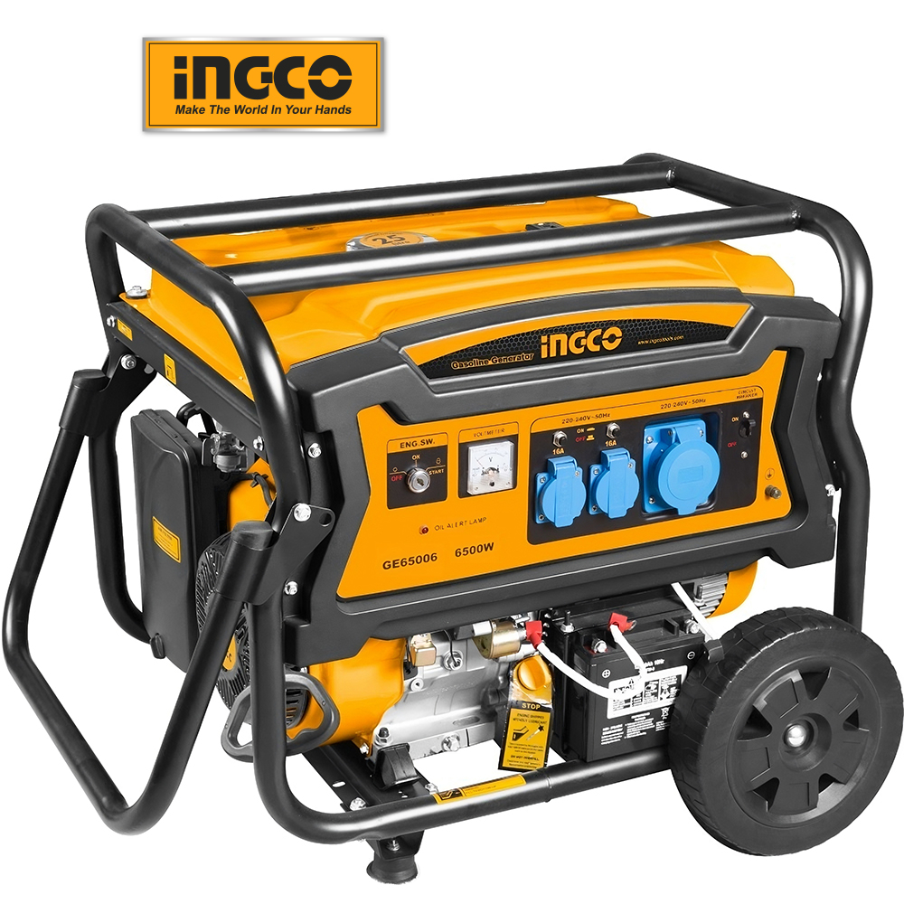 Máy phát điện INGCO 6.5 KVA GE65006 100% dây đồng chạy xăng Giật Nổ và Đề Điện