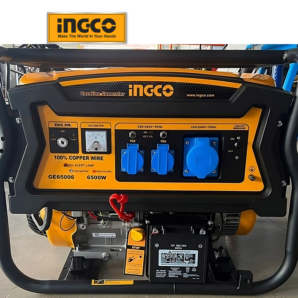 Máy phát điện dùng cho hộ gia đình chạy xăng 3.5KVA INGCO GE35006ES 100% dây đồng động cơ 4 thì OHV GIẬT NỔ VÀ ĐỀ ĐIỆN