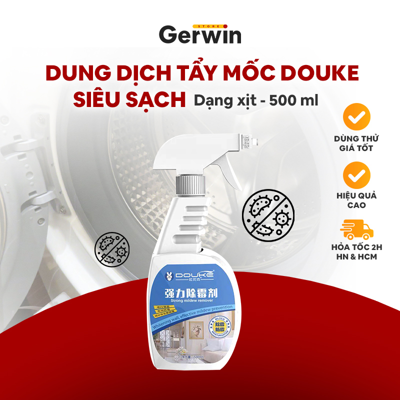 Xịt tẩy mốc Douke Gerwin 500ml, tẩy mốc silicone, viền cao su tủ lạnh máy giặt, tẩy sạch vết ố trên quần áo