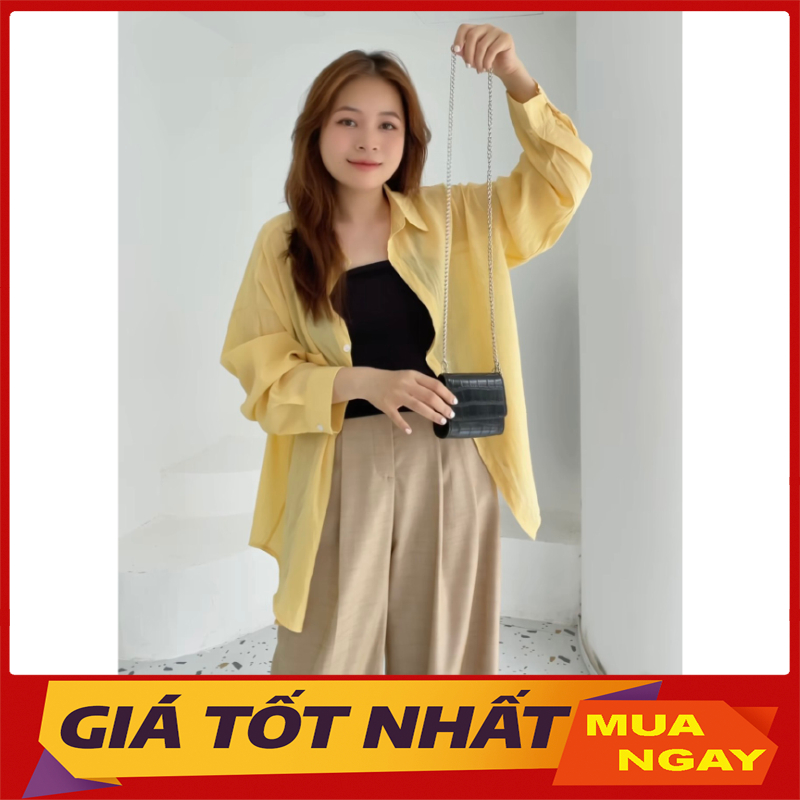 Set Áo 2 Dây Kèm Áo Sơ Mi Voan Mỏng Dài Tay Form Rộng Đi Biển M3125 - Yamy888
