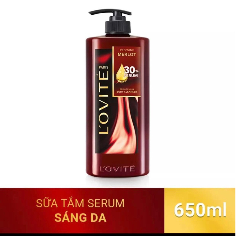 Sữa tắm Lovite Red Wine Secrect The Paris 650ml( tặng kèm chai st 250ml và tuýp gội 100ml)