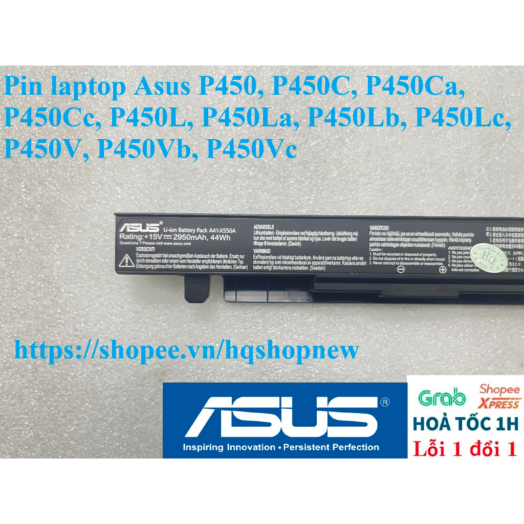 ⚡ Pin laptop Asus P450, P450C, P450Ca, P450Cc, P450L, P450La, P450Lb, P450Lc, P450V, P450Vb, P450Vc