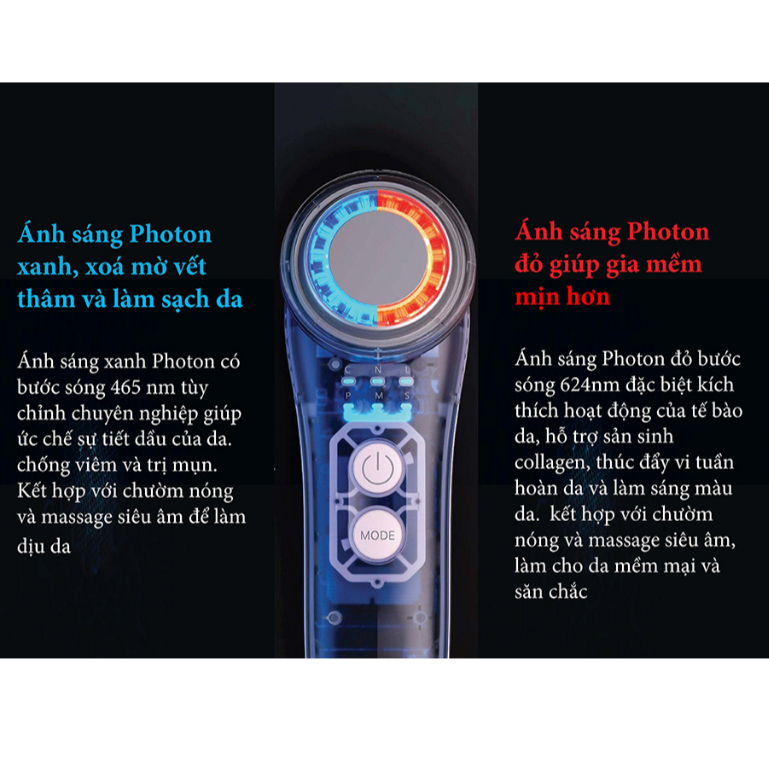 Máy điện di tinh chất đa năng 6 in1, Nâng cơ EMS và Ánh sáng Photon trẻ hoá NanoTime F65U Nhật Bản - HTBeauty