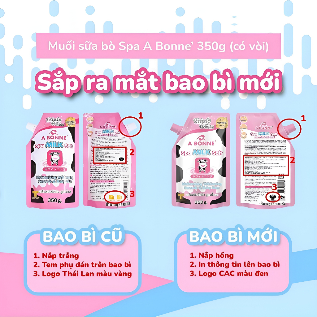 Muối Tắm Sữa Bò - Tẩy Tế Bào Da Chết Body Cơ Thể A Bonne Trắng Sáng Mềm Da Dưỡng Ẩm Spa Milk Salt Thái Lan 350gr