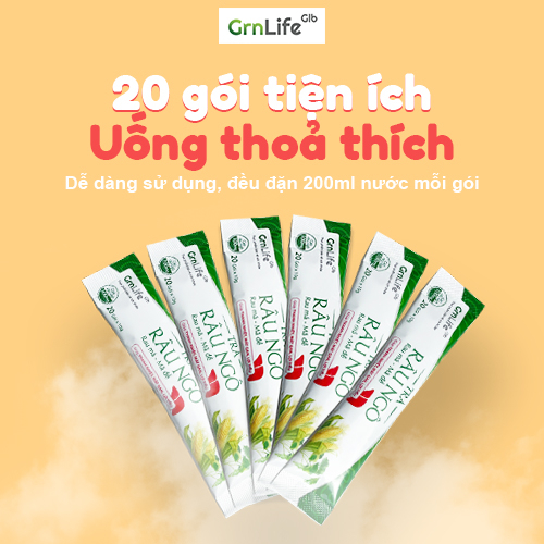 Trà râu ngô GrnLife hộp 20 gói x 10g - Tiện lợi, thanh nhiệt, mát gan, giải độc, lợi tiểu