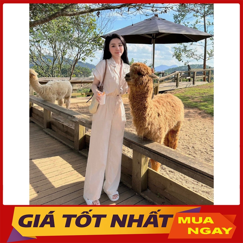 Jumpsuit Cổ Vest Dáng Dài Cộc Tay Dây Rút Eo Sang Chảnh JS0035 - Yamy888 | BigBuy360 - bigbuy360.vn