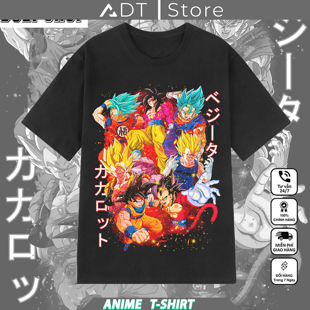 Áo Dragon Ball, Áo Anime 7 Viên Ngọc Rồng mẫu mới đẹp nhất, chất vải cotton co giãn 4 chiều thoáng mát