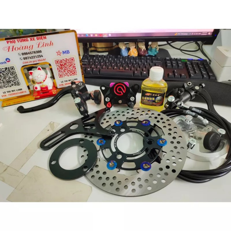 Full bộ combo phanh đĩa sau độ xe điện loại CNC