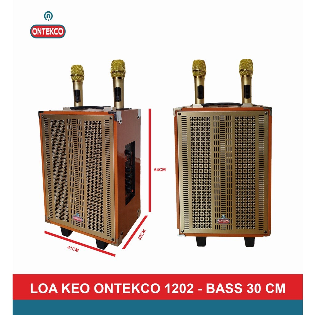 Loa kéo karaoke ONTEKCO  1202 BASS 30 kết nối blutooth - Tặng kèm 2 micro GOLD không dây