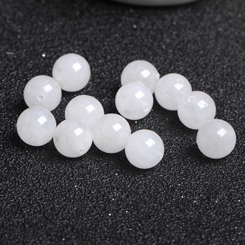 Đá Mã Não Màu Trắng Ưu Linh - 4mm 6mm 8mm 10mm - Xâu Mix Vòng Nam Nữ - Phụ KIện Trang Sức Phong Thủy