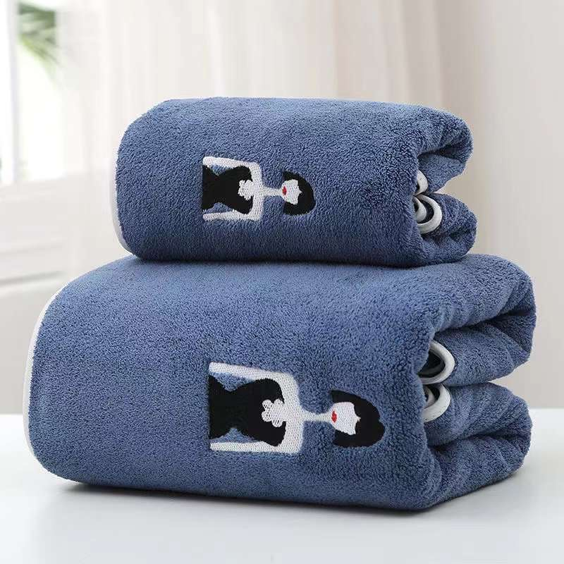 Khăn tắm sợi microfiber thêu hình cao cấp 35*78cm và 70*140cm