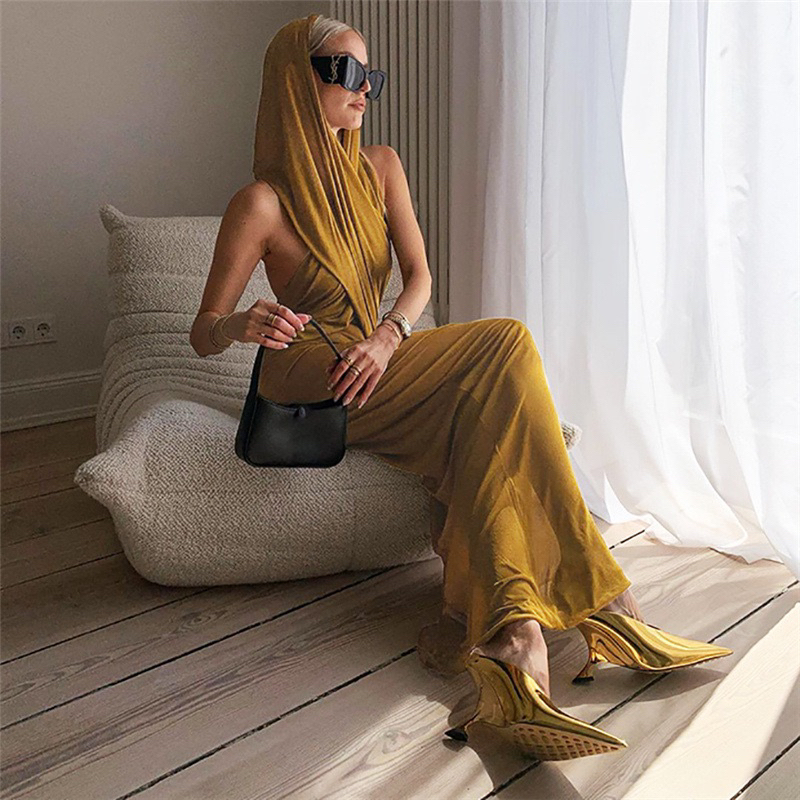 Đầm thun lụa xuyên thấu có nón mặc ngoài bikini hè . đầm mỏng khoác ngoài
