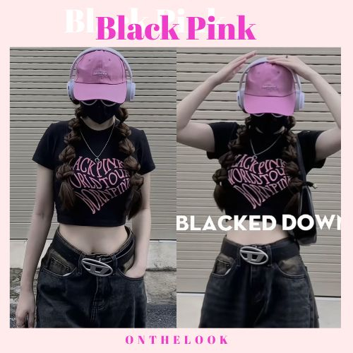 Áo thun BabyTee BLACK PINK, áo croptop Wordtour, Phông unisex BORNPINK áo cộc tay chất liệu cotton