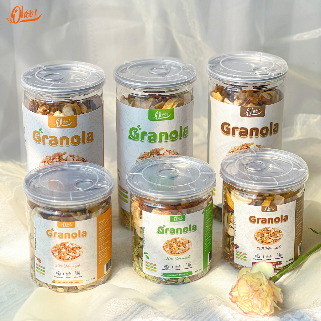 Granola Ngũ Cốc Dinh Dưỡng Ohoo, Nhiều Hạt Macca Óc Chó, Hạnh Nhân, Dinh Dưỡng, Hỗ Trợ Ăn Kiêng với 20% Yến Mạch