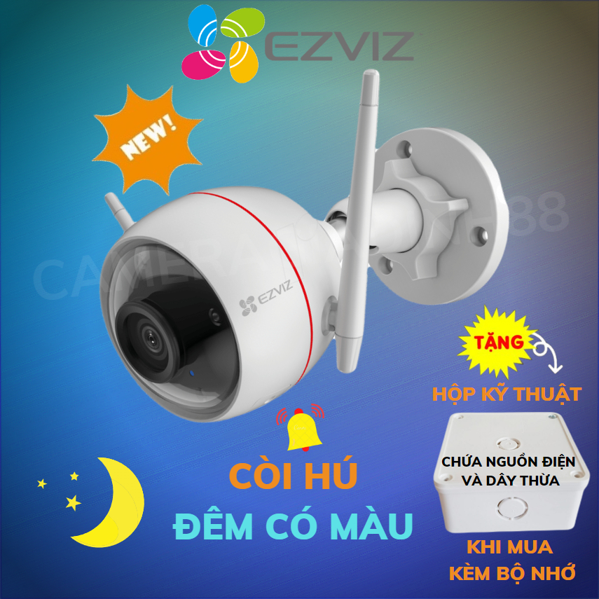 Camera Wifi Ezviz Ngoài Trời H3, C3W Pro, H3C, C3TN 2M 3M 4M 5MP 1080P 2K 3K, Camera Màu Ban Đêm C3N, Chính Hãng 24TH