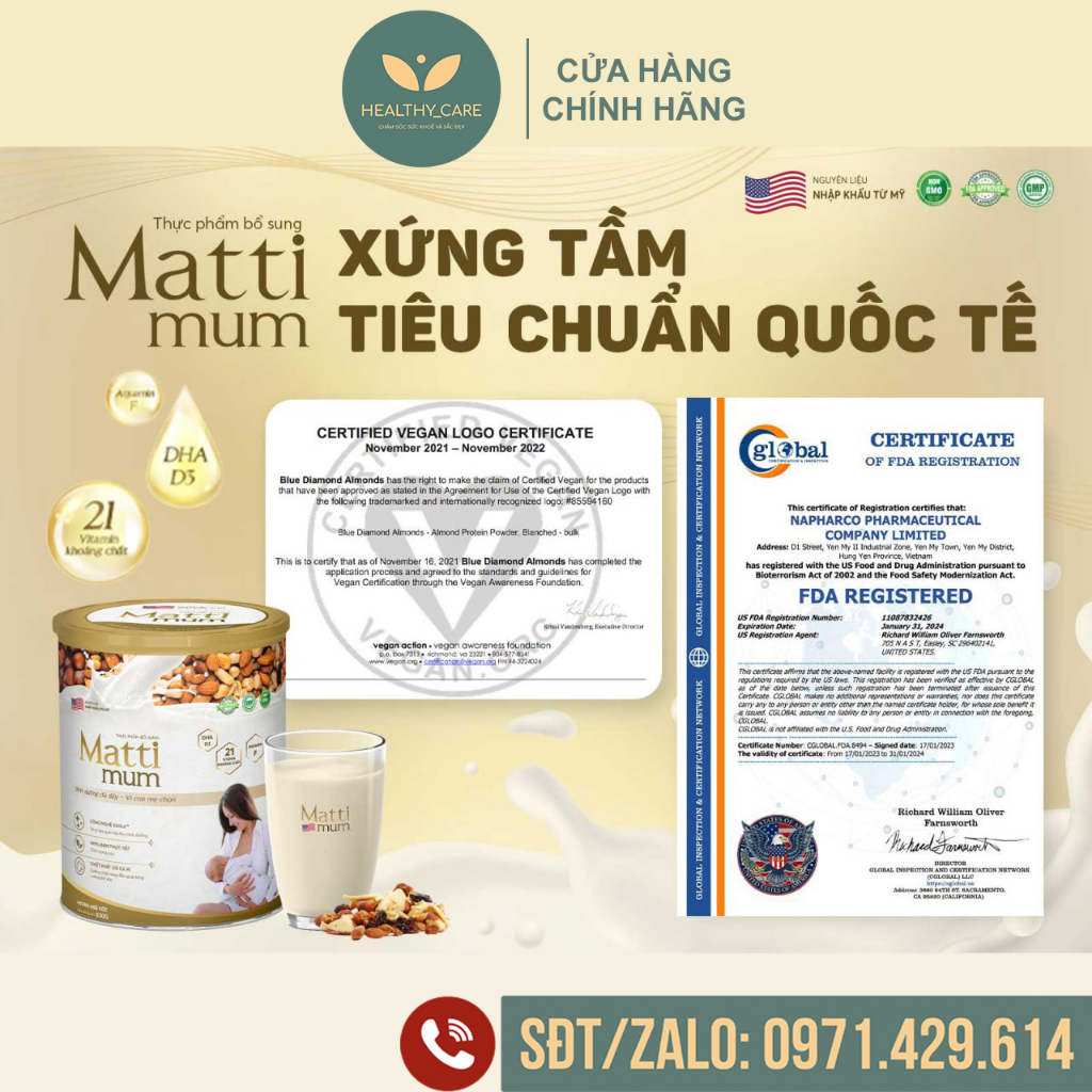 Sữa Hạt Lợi Sữa Matti Mum - 100% Đạm Thực Vật Cho Mẹ Sau Sinh - Hộp 650g